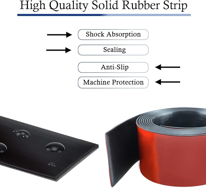 Neoprene Rubber Strips Self Adhesive Solid Rubber Sheets, Rolls & Strips for DIY Gaskets Crafts Pads Seals Warehouse Flooring Rubber Strip with Adhesive Backing (3” Wide x 1/16" Thick x 20' Long)