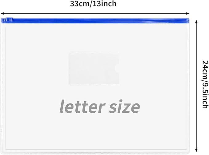 EOOUT 36pcs Plastic Envelopes Poly Zip Envelope Clear Zipper Pouches File Folders, A4, Letter Size, 11 Colors, for School and Office Supplies