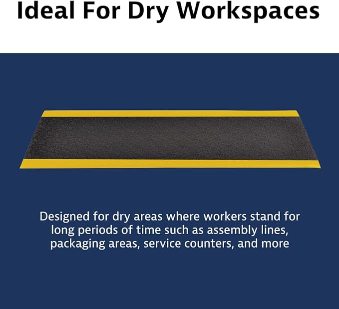 Notrax 411 Sof-Tred™ 2' x 60' x 9/16" Anti Fatigue Mat, Enhanced Slip Resistance with Beveled Edges and Pebbled Surface, Ideal for Industrial and Commercial Workplaces, Black/Yellow, 411R0424BY