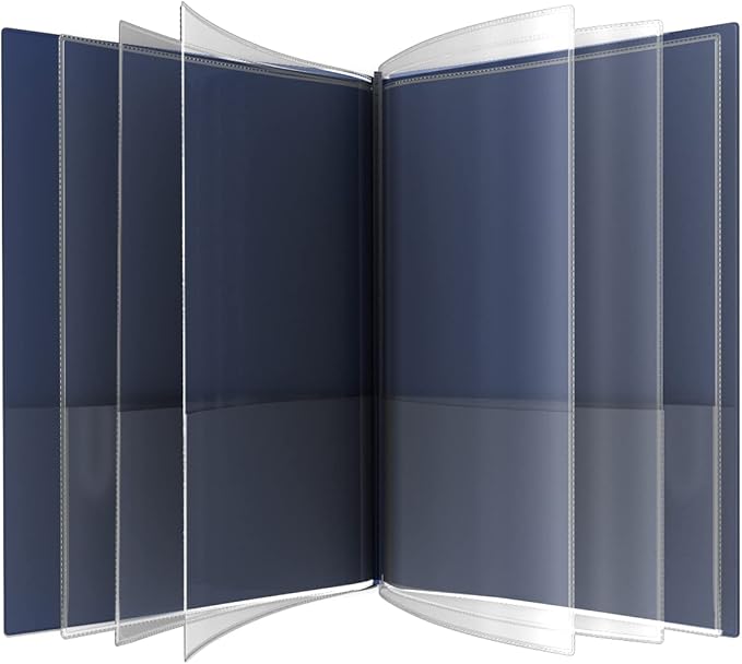 Nicky's® Multi Pocket Organizer, 10 or 14 Page Folder, Waterproof, Patented Tear-Resistant, Flexible Plastic, Proudly Made in USA, Binder Substitute. (14-in-1 Navy Blue)