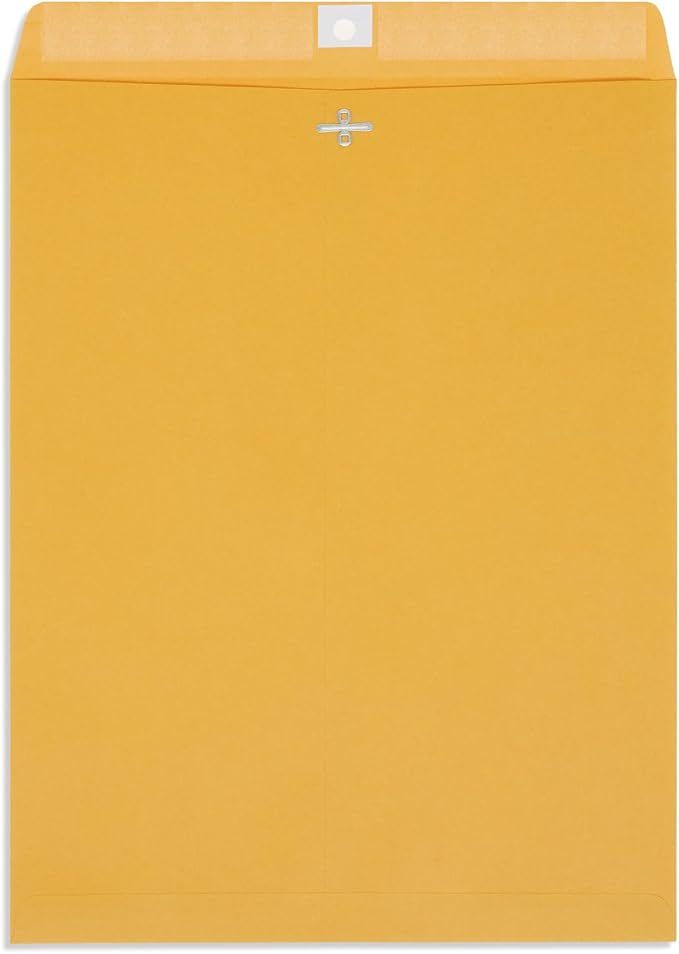 Blue Summit Clasp Envelopes, 10 x 15-Inch, Thick 28lb Kraft Paper, Clasp with Gummed Seal, 100 Envelopes