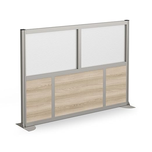 NBF Office Partitions - Cubicle Privacy Panel Wall Divider - Modern Room Separator with Quick Assembly - Indoor Laminate Free Standing Portable Room Divider Panel - 52" H x 60" W (Warm Ash)