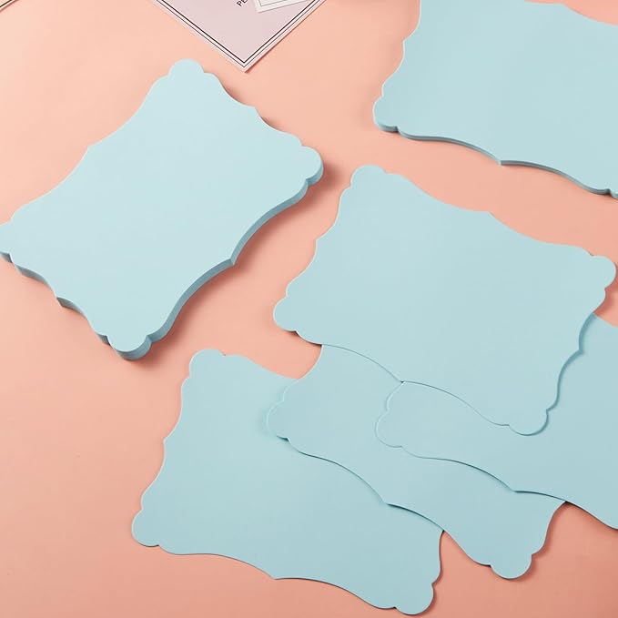 50 Pack Blank Kraft Cards Cardstock Thick Paper Brown Greeting Cards for DIY Gift Card Menus, Baby Shower and Wedding Invitations (Light Blue, 5x7IN)