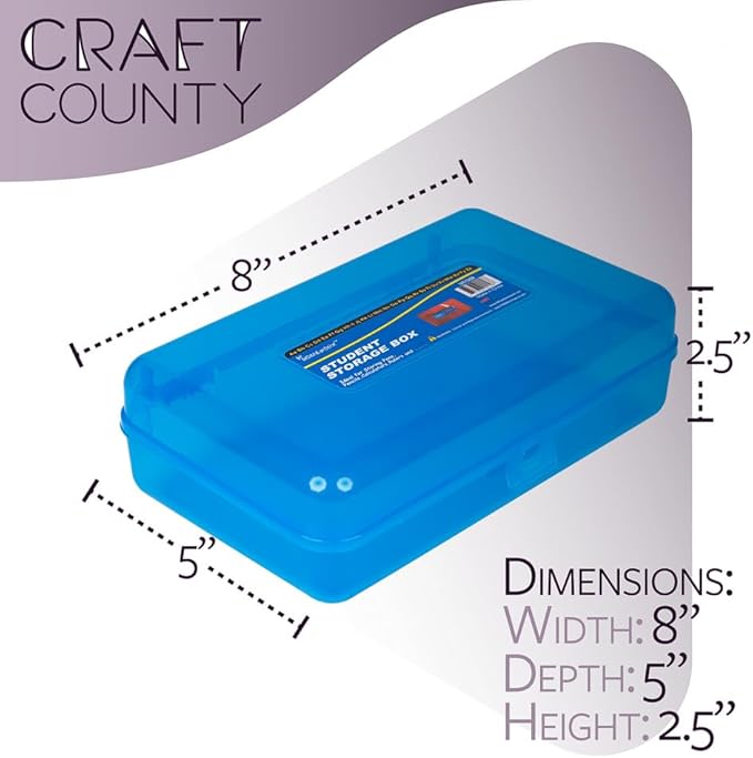 Craft County | Transparent Pencil Box | Colored Utility Box Storage Office Supplies Organizer | Pink Sparkle