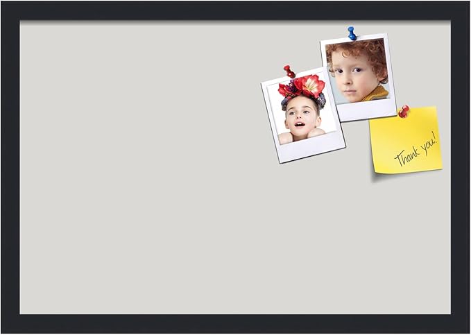 PinPix 22x15 Inch Cork Bulletin Board. This Decorative Framed Pin Board Comes with Light Stone Design and a Satin Black Frame. Ideal for Home Office Decor or Message Board (PinPix-1809)