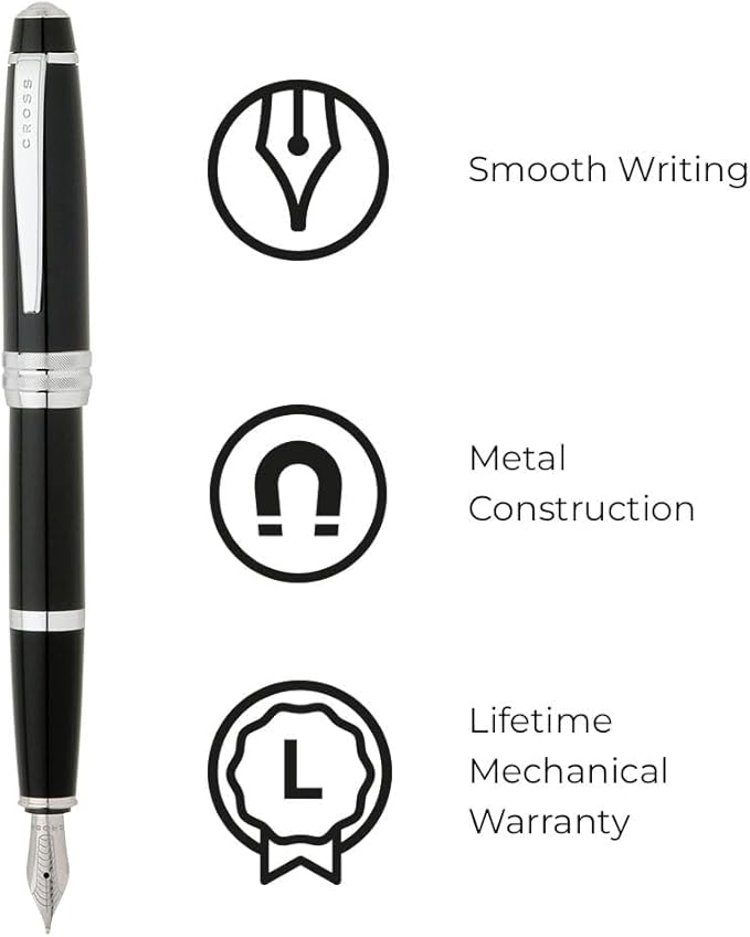 Cross Bailey Refillable Fountain Presented in a Premium Gift Box - Medium Point, Black Ink, Black
