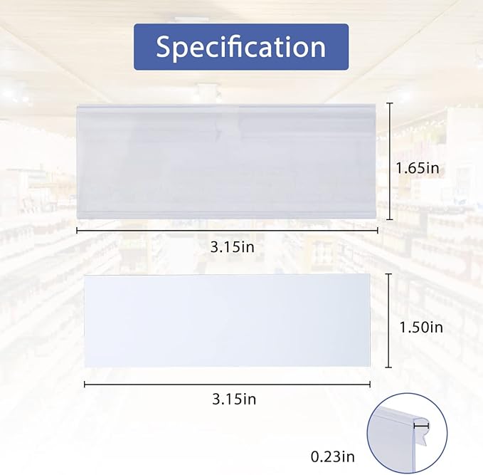 Diteje 20 Pack Plastic Wire Shelf Label Holder,Shelving Rack Retail Sign Hook Labels Clip On with Paper Inserts,3.15x1.50inch