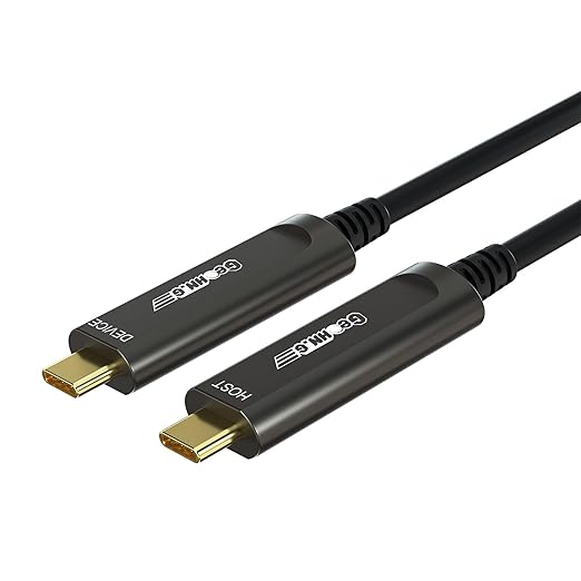 GeoHN.G USB C to C Fiber Optic Cable 20M/65FT, USB 3.2 10Gbps Long Distance Data Transfer USB C Extension Cable for VR, Camera, Mini PC, Laptop, Webcam, Printer and More