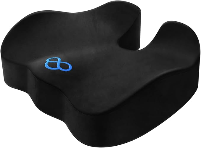BlissTrends Seat Cushion,Thick Memory Foam Cushions for Office Chair, Car Seat, Airplane, Relieving Pressure Tailbone Sciatica Back Pain for Long Sitting Office Workers, Car Drivers 4.7in Thick Black