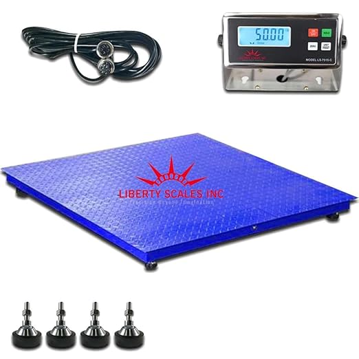 Liberty LS-700-4X6 Heavy Duty General Purpose Floor Scale | 48" x 72" | Capacity of 2.500 lbs x 0.5 lb + Blue