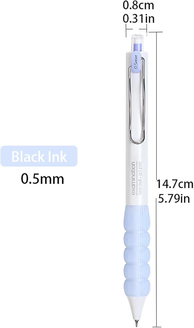 PapaBear Black gel pen, Lantern Shaped Grip, Student Examination Special Pen, Retractable Ballpoint Pen, Fashionable Elegant pen, 6-Pack