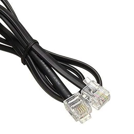 Telephone Line Cable, 3ft/1m Phone Cord Wire Male to Male RJ11 6P4C Modular Plug Modular Jack Ends Works for Phone, Modem, Fax Machine, Landline Telephone (Black)