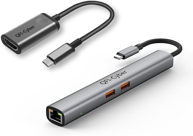 6-in-1 USB-C Hub Bundle with Portable USB-C to HDMI Adapter (4K)
