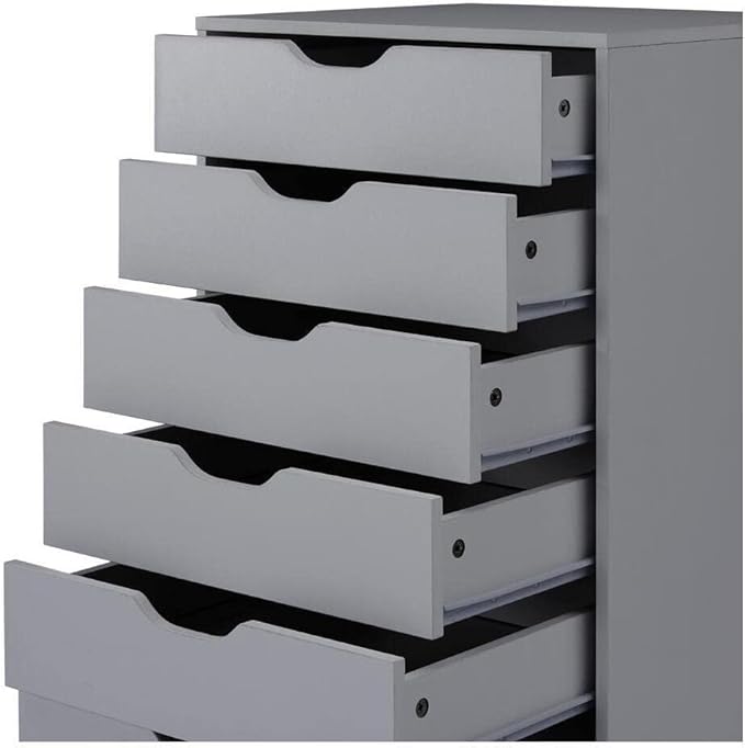 Naomi Home Office Wooden File Cabinets for Home Office Lateral Mobile File Cabinet Mobile Storage Cabinet Filing Storage Drawer Gray/7 Drawer