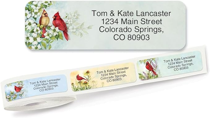 Colorful Images Year of Remembrance Rolled Personalized Return Address Mailing Labels with Dispenser, 5 Designs, Set of 500, Small ¾ x 2½ Inch Size, Custom Self-Adhesive Sticker Roll