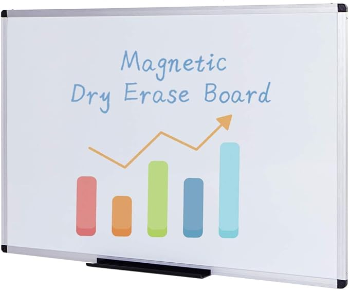 VIZ-PRO Magnetic Dry Erase Board, 48 X 24 Inches, Silver Aluminium Frame