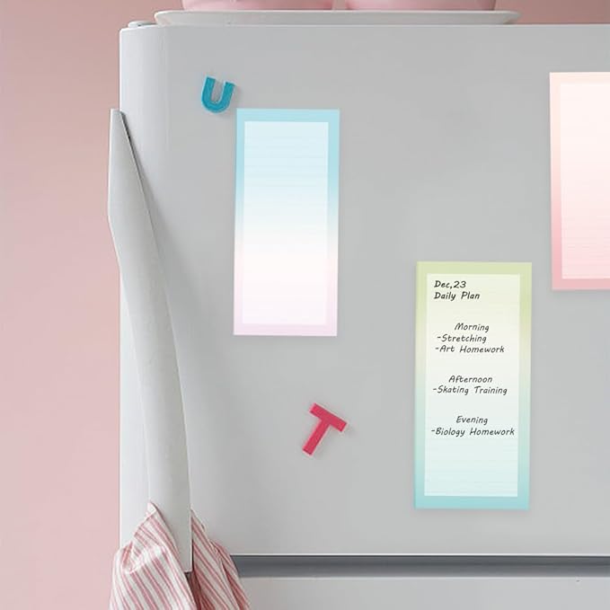 4 Pack Magnetic Notepads for Refrigerator, Full Magnet Back Design Magnetic Memo Pads, 50 Sheets per Note Pads To-Do List, Shopping List (Soft Gradient Style)
