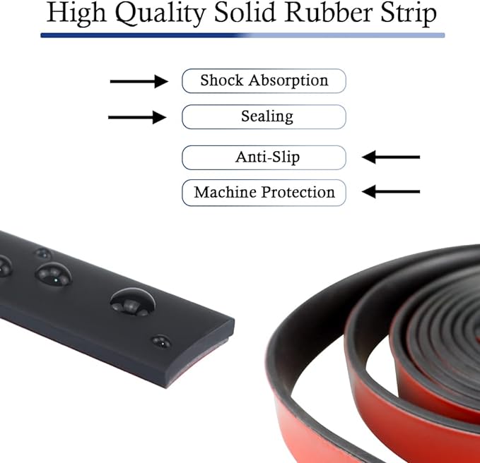 Neoprene Rubber Strips Self Adhesive Solid Rubber Sheets, Rolls & Strips for DIY Gaskets Crafts Pads Seals Warehouse Flooring Rubber Strip with Adhesive Backing (1” Wide x 1/5" Thick x 20' Long, 1)