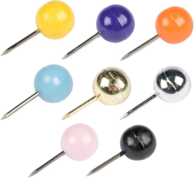 JAM PAPER Colorful Push Pins - Round Head Thumb Tacks - Assorted Color Pushpins - 8 Packs of 100