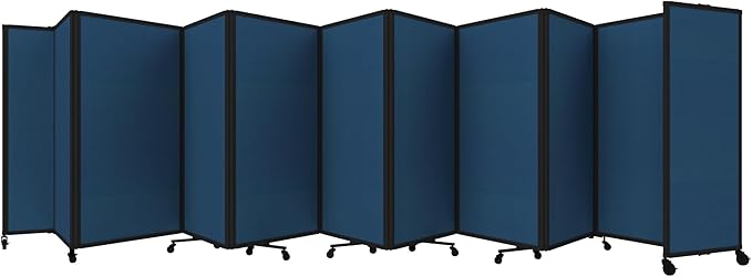 Versare Room Divider 360 Portable Wall Partition | Folding Panels | Large Freestanding Divider | Locking Wheels | Temporary Room Separator