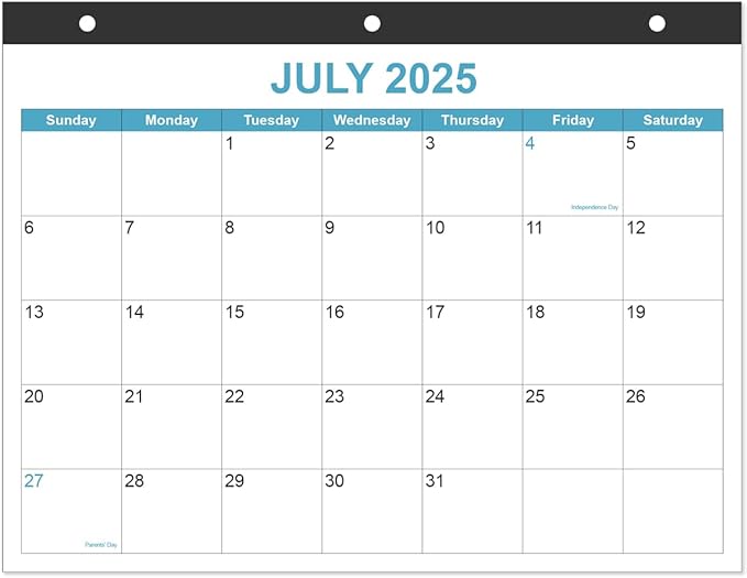 2025-2026 Calendar for 3 Ring Binder - Desk Calendar 2025-2026 from July 2025 - December 2026, 18 Months Calendar with Premium Paper, 3-Hole Calendar, 8.5" x 11", Blue