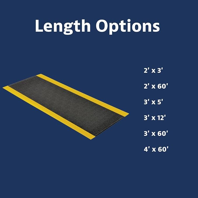 Notrax 411 Sof-Tred™ 3' x 60' x 3/8" Anti Fatigue Mat, Enhanced Slip Resistance with Beveled Edges and Pebbled Surface, Ideal for Industrial and Commercial Workplaces, Black/Yellow, 411R0336BY