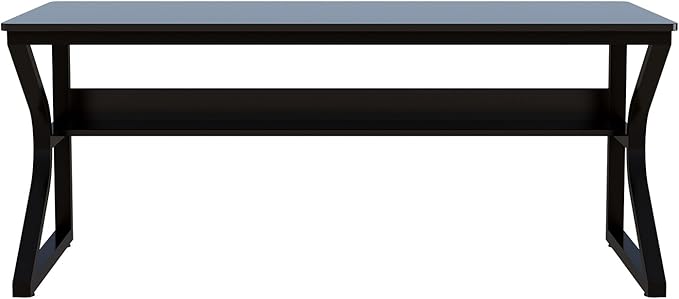 Extra Long Desk with Bookshelf - 63" Double Long Writing Table for 2-Person Workstation, Modern Study Work Computer Desk for Home and Office, Black