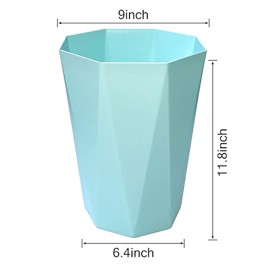 6pcs Trash Can Wastebasket Plastic 2.6 Gallon Garbage Can Container Rubbish Trash Bin Paper Basket Office Organizer for Bedroom Office Bathroom,10Litre-6 Colors