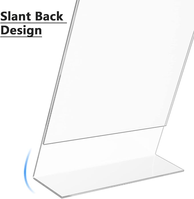 MaxGear Acrylic Sign Holder 8.5 X 11 inches Slant Back Sign Holder Clear Sign Display Holder Plastic Display Stands Table Sign Display Holder for Office, Home, Store, Restaurant - Vertical, 36 Pack