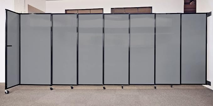 Wall-Mounted Sliding StraightWall Room Divider | Adjustable Widths | Locking Wheels | Room Separator | Up to 19'9" Wide x 7'6" Tall Ocean Fabric Panels