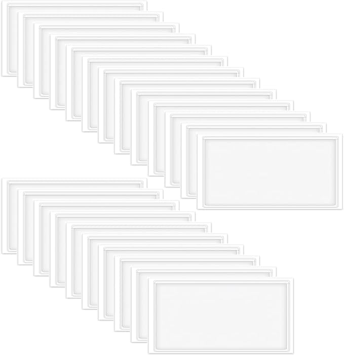 60 Pack Clear Self Adhesive Label Pockets, 4 x 2 Inch Label Holders Index Card Pockets Card Holder Shelf Label Holder for Organizing