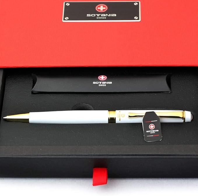 Free Engraving - Personalized Expert Ballpoint Pen, Medium Point, Roller pens, Groomsmen Gift, Free Custom Engraved Gifts for Men, Women (White)