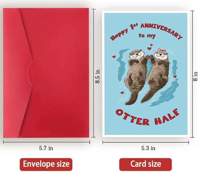 Happy 1st Anniversary Card Gift for Husband,Wife,First Anniversary Card for Boyfriend or Girlfriend,Romantic One Year Wedding Anniversary Card for Women Men Him Her