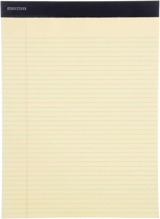 Mintra Office Legal Pads - ((BASIC CANARY 6pk, 8.5in x 11in, NARROW RULED)) - 50 Sheets per Notepad, Micro perforated, Yellow Writing Pad, Notebook Paper for School, College, Office, Business