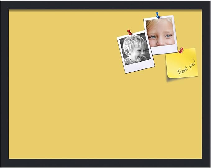 PinPix 22x17 Inch Cork Bulletin Board. This Decorative Framed Pin Board Comes with Honey Pastel Design and a Satin Black Frame. Ideal for Home Office Decor or Message Board (PinPix-1810)
