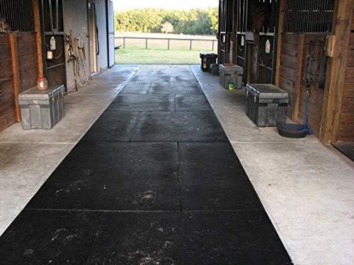 American Floor Mats - Heavy Duty Stall Tiles - Stable/Horse Tiles - Thick, Durable Rubber Flooring Solid Black 3/8" Thick Expansion Set