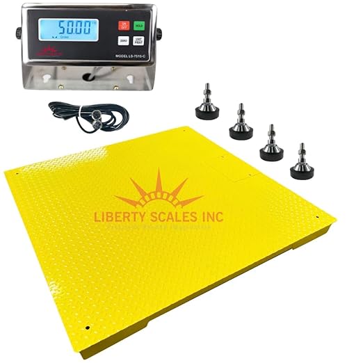 Liberty LS-700-4X6 Heavy Duty General Purpose Floor Scale | 48" x 72" | Capacity of 1000 lbs x 0.2 lb + Yellow