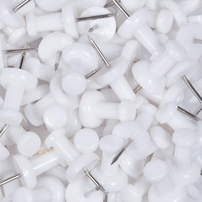 JAM PAPER Colorful Push Pins - White PushPins - 100/Pack
