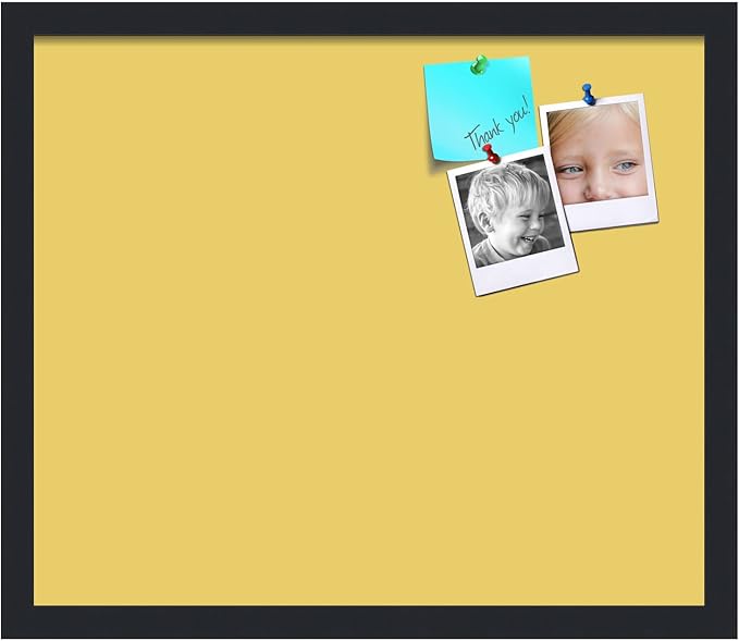 PinPix 20x17 Inch Cork Bulletin Board. This Decorative Framed Pin Board Comes with Honey Pastel Design and a Satin Black Frame. Ideal for Home Office Decor or Message Board (PinPix-1810)
