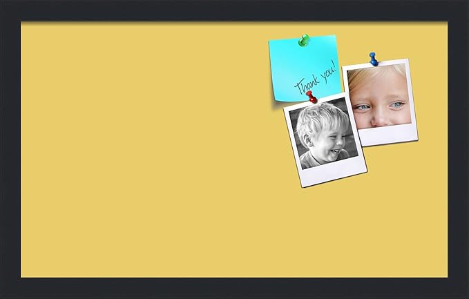PinPix 20x12 Inch Cork Bulletin Board. This Decorative Framed Pin Board Comes with Honey Pastel Design and a Satin Black Frame. Ideal for Home Office Decor or Message Board (PinPix-1810)