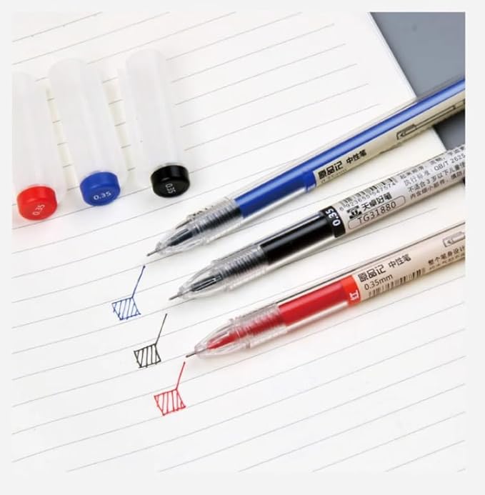 Gel Ink Pen Japanese Style Liquid Ink Rollerball Pens Quick Drying 0.35mm Ultra Fine Point Ballpoint Maker Pen Premium for Office School Stationery Supply,12 Pcs, 3 Color