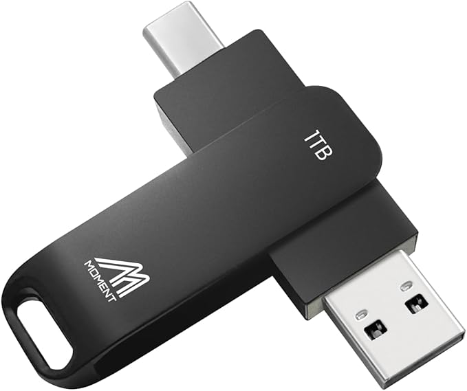 MMOMENT MU P50 1TB External SSD – USB-C & USB-A Portable Solid State Drive, USB 3.2 5Gbps, 560MB/s Read, 500MB/s Write, 110MB/s Sustained Write – Compatible with iPhone PS5 Steam Deck Android Mac