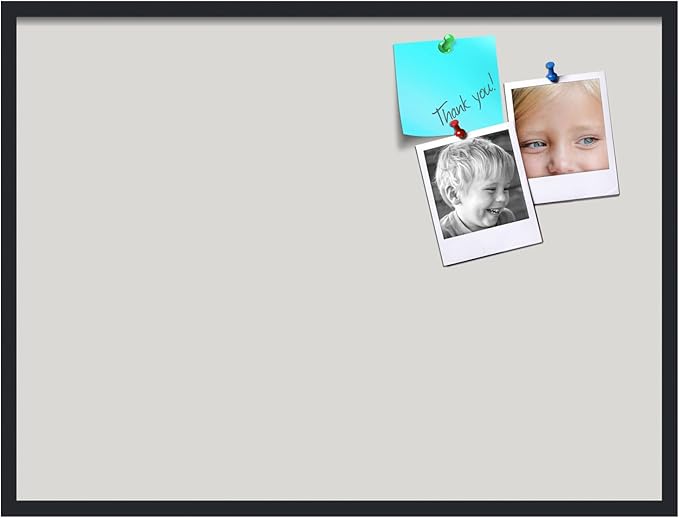 PinPix 40x30 Inch Cork Bulletin Board. This Decorative Framed Pin Board Comes with Light Stone Design and a Satin Black Frame. Ideal for Home Office Decor or Message Board (PinPix-1809)