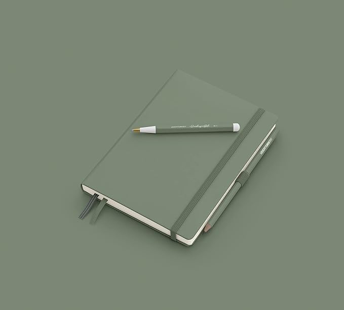LEUCHTTURM1917 - Notebook Hardcover Medium A5-251 Numbered Pages for Writing and Journaling (Olive, Plain)