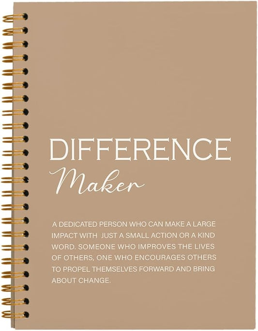 Difference Maker Gift, Difference Maker Definition Spiral Notebook Journal, Motivational Notebooks, Thank You Gifts for Women Men Teacher Coworkers, Hardcover Spiral Notebook 5.5x8.3(Brown)