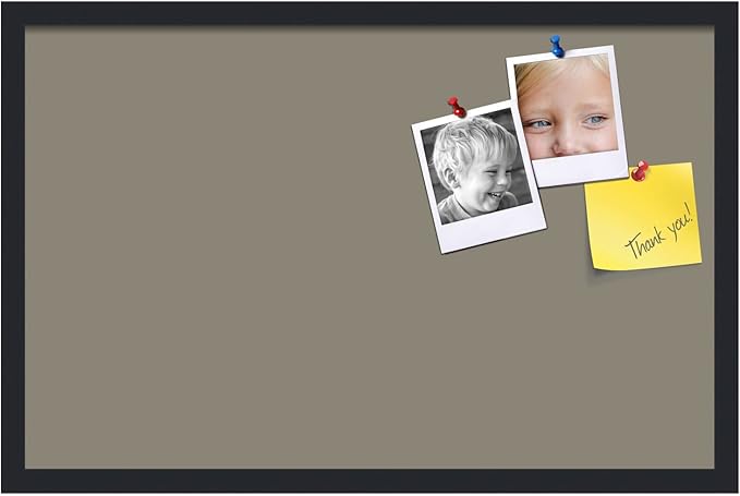PinPix 28x18 Inch Cork Bulletin Board. This Decorative Framed Pin Board Comes with Pewter Design and a Satin Black Frame. Ideal for Home Office Decor or Message Board (PinPix-1812)
