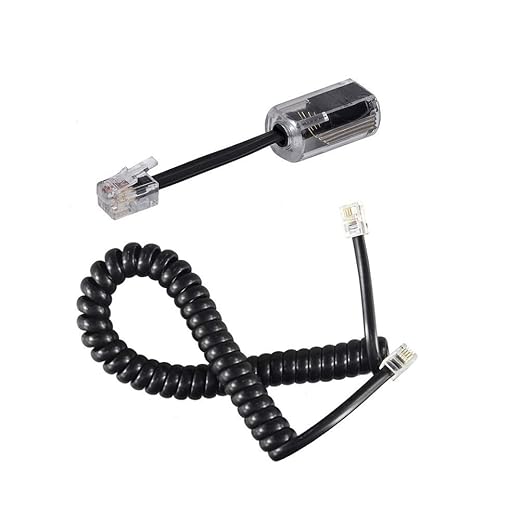 Telephone Handset Cord Detangler 1 Set, 1 Pack 360 Degree Rotating/Anti-Tangle Landline Cable and 1 Pack Telephone Handset Cord 8.5 Foot Uncoiled (2 Foot Coiled)