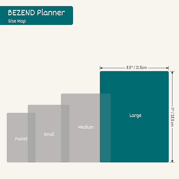 BEZEND Weekly Planner 2025-2026 with 2 Columns, 8.5" x 11" Academic Calendar 18 Months (Jul 25-Dec 26) Life Work Appointment Book with Monthly Tab, PU Leather Softcover Spiral - Black