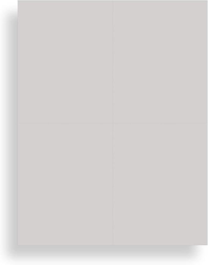 Blank Colored 4-up Postcard Paper by Desktop Publishing Supplies - 25 Sheets / 100 Postcards Pack - Printable with Laser or Inkjet Printer - Plain Matte Cardstock (Plain Grey)