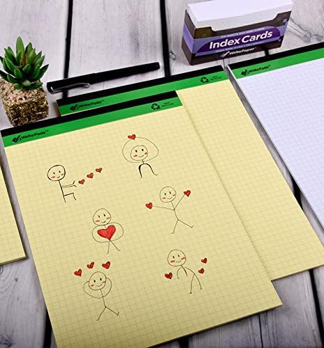 KAISA Legal Pad 4x4 Quad Ruled Writing Pads, Graph Ruled 8.5x11 Legal Pad Grid Paper Pads Recycled Note Pads, White 6pad, KSU-7525